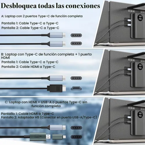 Vista 7 de Teamgee Extensor de pantalla portátil FHD IPS Monitor portátil 15.6