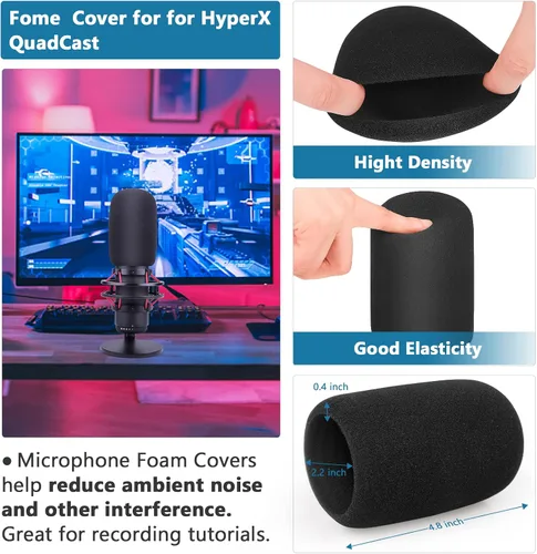 Vista 6 de ChromLives - Filtro Pop Pop para Hyperx Quadcast, 3 en 1, Quadcast S Mic Pop + Parabrisas peludo + cubierta de micrófono de espuma para micrófono