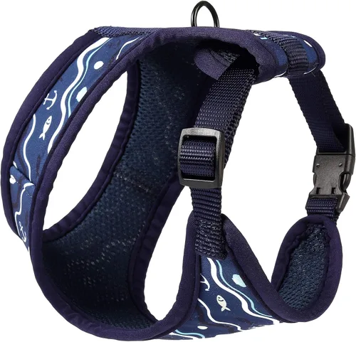 Vista 2 de Mile High Life Arnés ajustable para perro, fácil de poner, arnés ligero para perro con tira altamente reflectante (negro, XS)