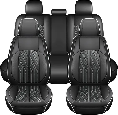 Vista 26 de Huidasource Juego completo de fundas de asiento de automóvil, funda de asiento de cuero transpirable para la mayoría de automóviles, SUV