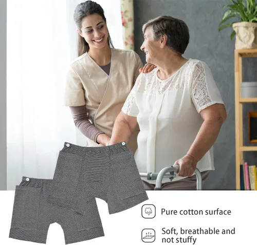 Vista 7 de Lmaray Paquete de 2 pantalones para el cuidado de la incontinencia, pantalones cortos para pierna con catéter, suministros de incontinencia urinaria