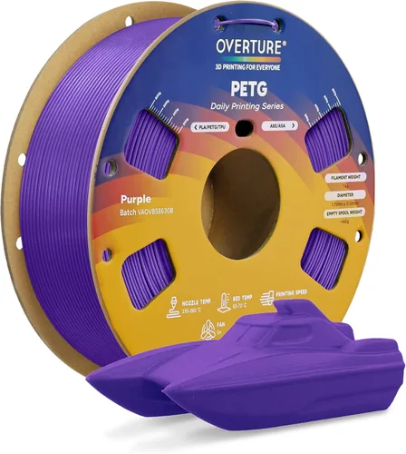 Vista 9 de OVERTURE - Filamento PETG de 1/16 de pulgada (1.75 mm) para impresora 3D y FDM, bien enrollado, duradero, carrete de 4.4 libras, dureza firme