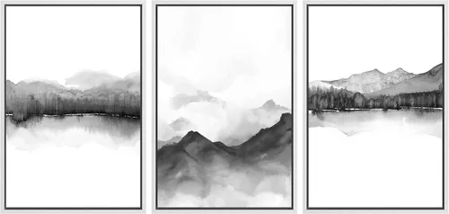 Vista 166 de SIGNWIN Lienzo enmarcado para pared, juego de arte abstracto de serenidad costera, ilustraciones abstractas junto al mar, arte moderno, decorativo