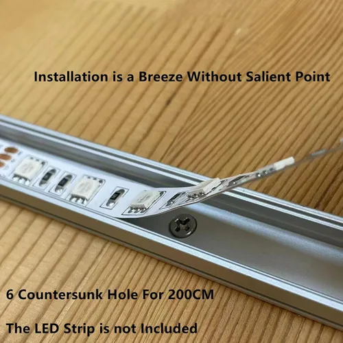 Vista 4 de THMOOTHER Difusor de canal LED en forma de U de 6.56 pies preperforado, paquete de 8 perfiles de aluminio con cubierta lechosa, montaje