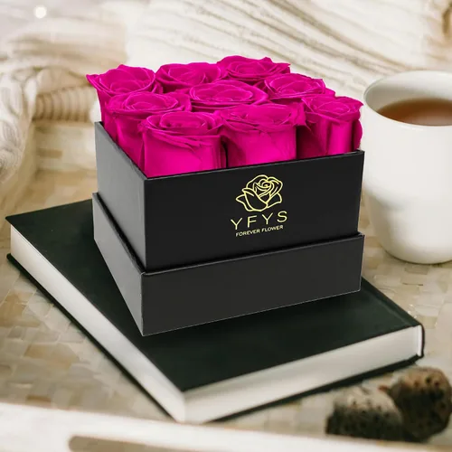 Vista 6 de Flores Eternamente Frescas para Entrega Prime - 9 piezas de Rosas Frescas Preservadas, Rosas Genuinas que Duran Años, para Regalos de Cumpleaños