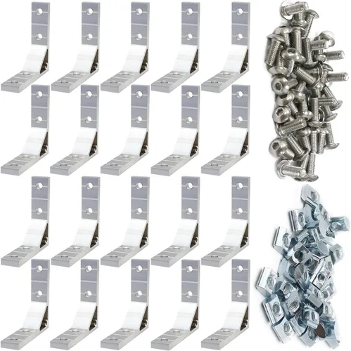 Vista 15 de 8Pcs 2020 Extrusión de Aluminio Ranura en T Bracket de Esquina Serie 20 Hardware Extruido Conector Tri 3 Vías con Tornillo de Ajuste para Perfil