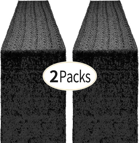 Vista 22 de Pufogu - Camino de mesa de lentejuelas brillantes de 12 x 72 pulgadas para fiestas de cumpleaños, decoración de bodas, despedidas de soltera