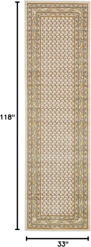 Vista 2 de Unique Loom Williamsburg Collection - Alfombra tradicional con borde central de puntos, alfombra de pasillo de 2 pies 9 pulgadas x 9 pies 10 Beige
