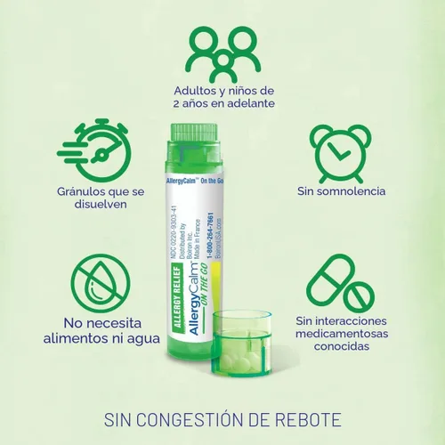 Vista 3 de Boiron AllergyCalm On the Go para aliviar la alergia y la fiebre del heno síntomas de estornudos, secreción nasal y picazón en los ojos o garganta