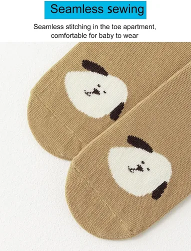 Vista 4 de Calcetines antideslizantes para bebés y niños pequeños con empuñaduras, calcetines de dibujos animados para niñas y niños recién nacidos, 5 pares
