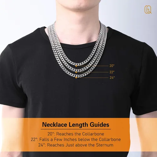 Vista 3 de QGoliver Cadena de eslabones cubanos para hombre cadena de eslabones de Miami collares de acero inoxidable joyería de hip hop para hombres y mujeres