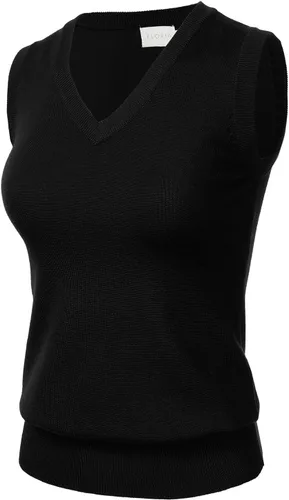 Vista 2 de Chaleco de meter para mujer, sólido y clásico, con cuello en V, sin mangas