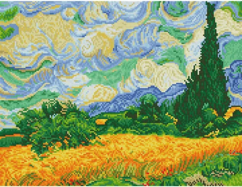 Vista 9 de Diamond Dotz Wheat Fields Van Gogh - Pintura de diamantes para adultos