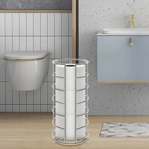 Vista 7 de NearMoon soporte organizador de papel higiénico, soporte independiente para 3 rollos de almacenamiento de tisú, accesorio de baño de metal, soporte