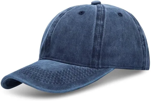 Vista 5 de Gorra de béisbol bordada personalizada Gorra de vaquero ajustable personalizada Agregue su texto, Retro azul marino.