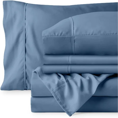 Vista 140 de Bare Home Sheet Set 1800 Ultra-Soft with 2 Pillowcases (Twin XL, Dark Blue)
