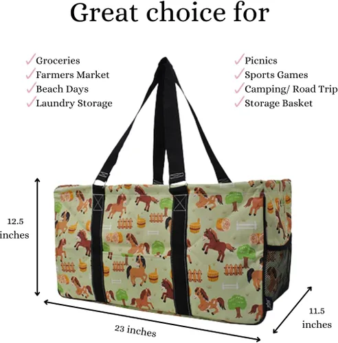 Vista 315 de NGIL Bolsa de comestibles reutilizable extra grande plegable de gran tamaño para comestibles, almacenamiento, picnic, playa, Estampado