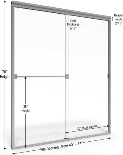 Vista 9 de Basco Classic - Puerta corrediza de ducha, se adapta a apertura de 40 a 44 pulgadas, vidrio transparente, acabado de níquel cepillado