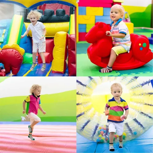 Vista 2 de SkiBeaut Calcetines antideslizantes para niños y niñas de 1 a 7 años, 12 pares de calcetines para niños y niñas