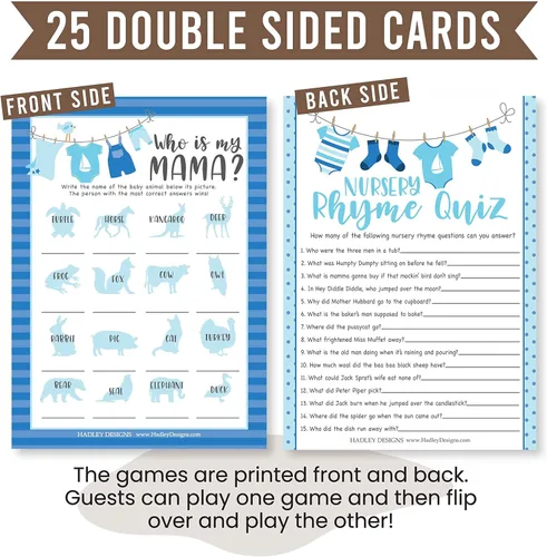 Vista 3 de Hadley Designs Juegos de baby shower para 25 invitados – Juego de trivia para baby shower, cuestionario de rima de guardería y quién es mi mamá