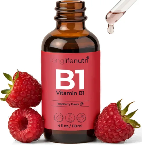 Vista 2 de LongLifeNutri Gotas líquidas de vitamina B1, suplemento de mononitrato de tiamina para energía y salud nerviosa, absorción rápida, 4 onzas líquidas