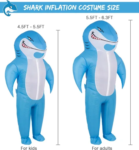 Vista 2 de M MH ZONE Disfraz inflable de tiburón para adultos (niños), divertidos disfraces de Halloween, disfraz de fantasía, cosplay, disfraz inflable