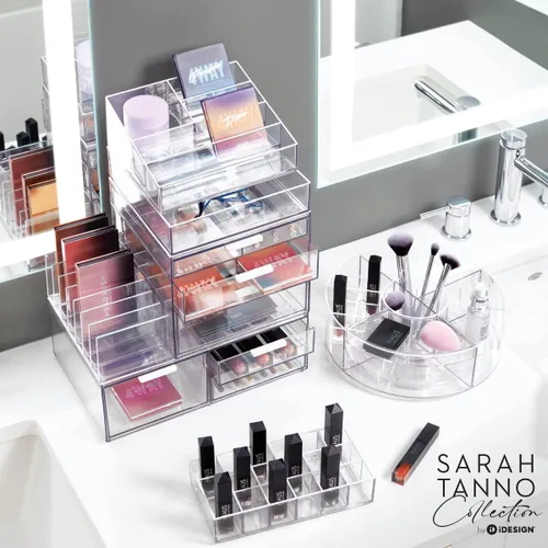 Vista 6 de iDesign The Sarah Tanno Collection - Organizador de cosméticos y esmaltes de uñas de plástico, 5 compartimentos, transparente