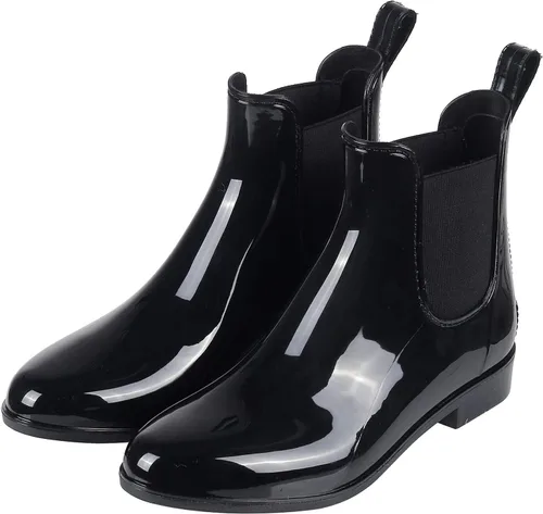 Vista 4 de Evshine - Botas de lluvia cortas para mujer, botas de lluvia de Chelsea ligeras, botas de goma impermeables