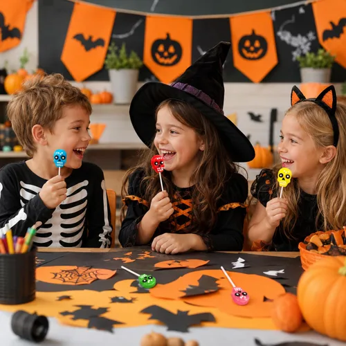 Vista 5 de 12 paletas de caramelo de calavera de Halloween envueltas individualmente de 0.71 oz