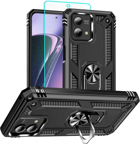 Vista 15 de HNHYGETE Funda para Motorola Edge 2025 con protector de pantalla: soporte giratorio de grado 360° (antideslizante) protección contra caídas y golpes