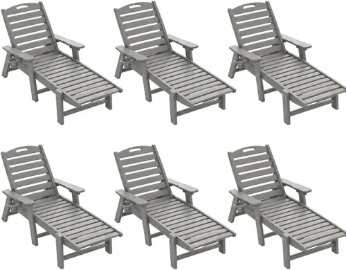 Vista 12 de Tumbona al aire libre, silla de descanso al aire libre con textura de madera, respaldo ajustable de 5 posiciones, silla de salón de polietileno