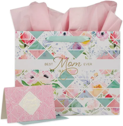 Vista 16 de Christian Art Gifts Bolsa de regalo grande de las Escrituras de Paisaje con tarjeta de felicitación y juego de papel de seda para niños: cada
