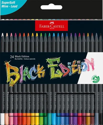 Vista 10 de Lápices de colores Faber-Castell Black Edition Grandes suministros de arte para el regreso a clases Clásicos (12 unidades)