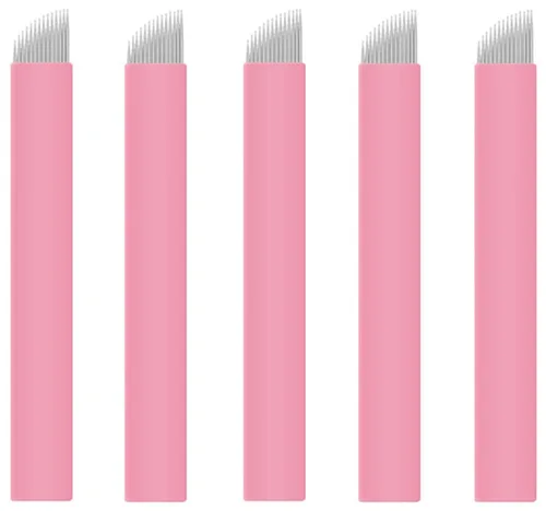 Vista 8 de XIAOYU 50 agujas desechables para microblading de cejas, cuchillas de maquillaje de microcuchillas de tatuaje para suministros de maquillaje