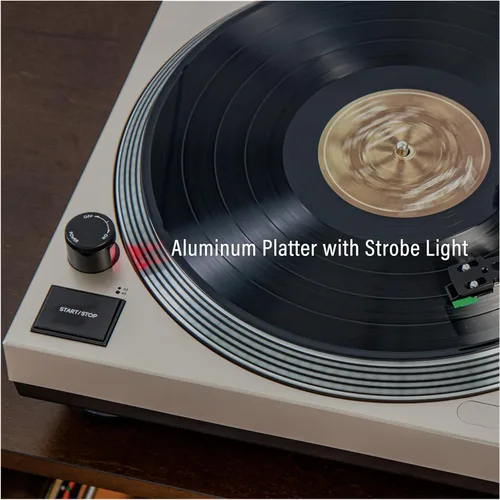 Vista 3 de Crosley KT100BT-CP - Sistema estéreo de tocadiscos Bluetooth con altavoces, champán