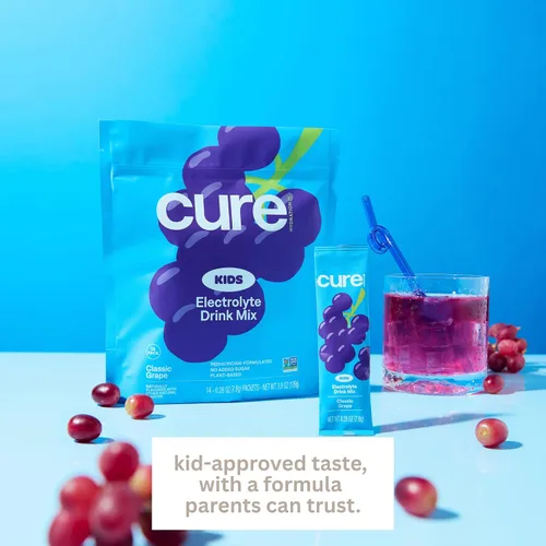 Vista 3 de Cure Hydration - Kids Electrolyte Drink Powder Classic Grape 14 Packets