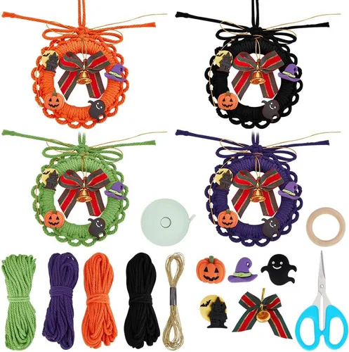 Vista 10 de INFUNLY Juego de 2 calcetines navideños de macramé para principiantes con video tutorial e instrucciones hechas a mano, kit de calcetines de Navidad