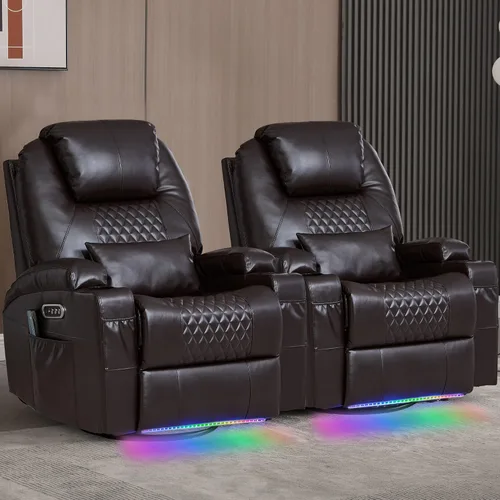 Vista 19 de Sillón reclinable giratorio de doble motor 240° (gris terciopelo, 2)