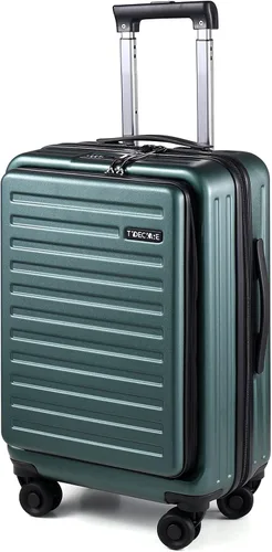 Vista 9 de TydeCkare Equipaje ABS + PC, Verde oscuro, 20 Inch with Front Laptop Pocket, Moda