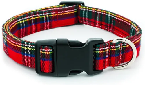 Vista 8 de Tunkoo Collar para perro con pajarita, elegante, a cuadros, suave, cómodo, de algodón, ajustable, hebilla de metal premium, pequeño, mediano