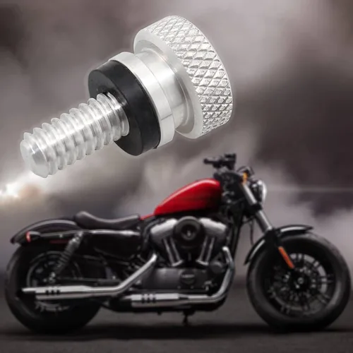 Vista 4 de Paquete de 1 tornillo de asiento, accesorios de modificación de motocicleta, perno de asiento de guardabarros moleteado, compatible con Harley