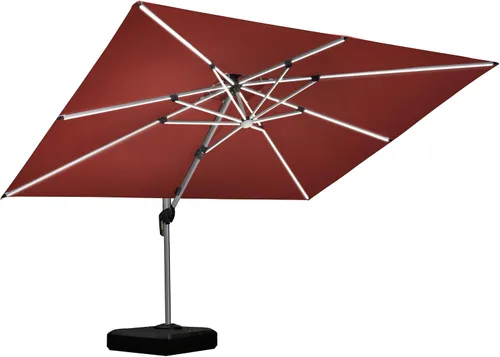 Vista 30 de PURPLE LEAF Sombrilla de patio de 9 x 12 pies con luces, sombrilla rectangular voladiza para exteriores, funciona con energía solar, LED