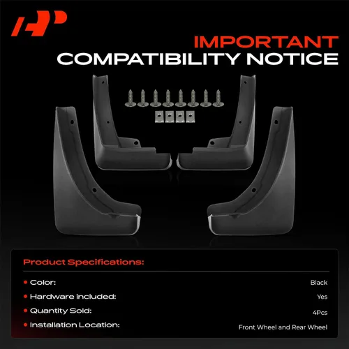 Vista 3 de A-Premium Juego de 4 protectores contra salpicaduras de barro compatibles con Cadillac XT4 2019-2020, Sport Utility de 4 puertas, con accesorios