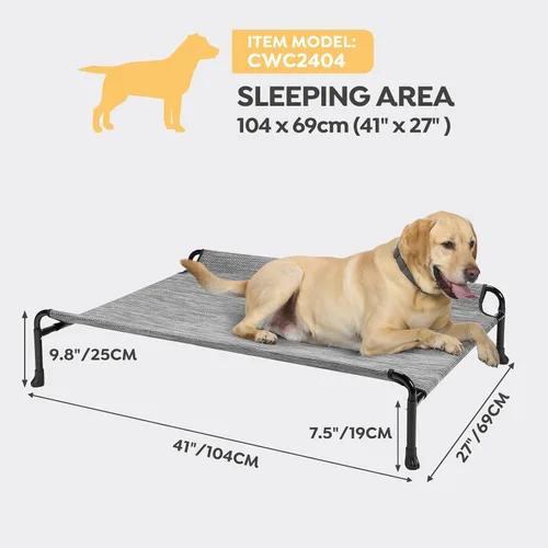 Vista 3 de Veehoo Cama Elevada para Perros, Catres Elevados para Perros Grandes, Cama Impermeable para Perros de Exterior, Hamaca Refrescante para Mascotas