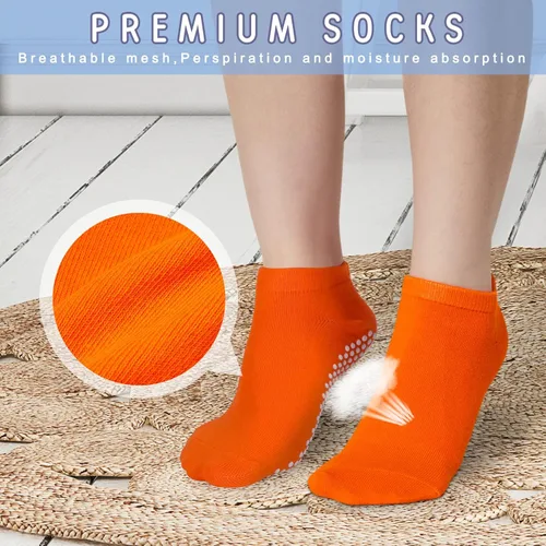Vista 4 de 30 pares de calcetines antideslizantes de yoga con agarres, calcetines deportivos suaves y coloridos para mujeres y hombres, barra de yoga, 10