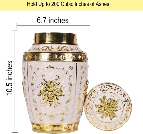 Vista 3 de Urna para cenizas humanas mujer adulta - Urna de cremación con flor de rosa para mamá - Urna funeraria para mujeres hecha de aleación de zinc