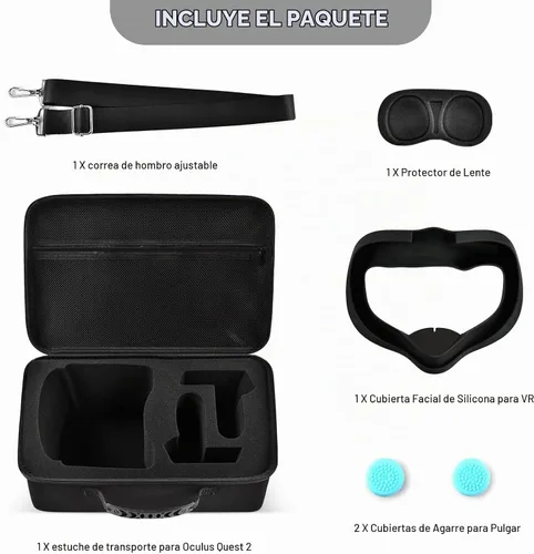 Vista 2 de Comecase - Funda rígida para auriculares Meta Quest 3S/3/Quest 2, color negro Pre-Cut Foam Fits Without Trimming, Stores Headset, Controllers and
