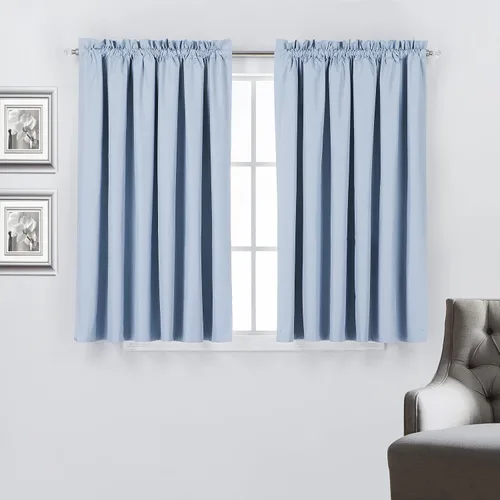 Vista 13 de Diamond Home Linens Cortinas opacas con dobladillo para cortinero de 45 pulgadas de largo para dormitorio, paneles de tratamiento de ventanas