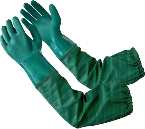 Vista 8 de Eiito Extra-Long 26" Rubber Pond Gloves, Chemical Resistant PVC Reusable Heavy Duty Waterproof Cleaning Glove