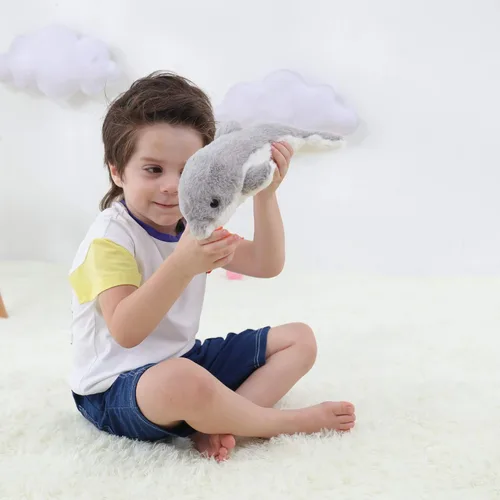 Vista 2 de Apricot Lamb Juguetes de peluche del océano, delfín gris, animal marino, suave, perfecto para niñas y niños (delfín gris, 12 pulgadas)